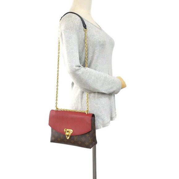 Auth LOUIS VUITTON Monogram Saint Placide Shoulder Bag Brown/Red - Picture 14 of 15